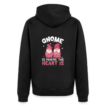Valentinstag-Geschenk 14. Februar Zwerg Garten - Unisex Premium Bio Zip Hoodie - Schwarz - Hinten - Nico (187cm)