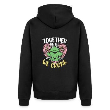 February 14 Valentine's Day Gift Funny Frog - Unisex Premium Organic Zip Hoodie - black - Back - Nico (187cm)