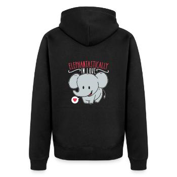 14. Februar Valentinstags-Geschenk Süsser Elefant - Unisex Premium Bio Zip Hoodie - Schwarz - Hinten - Nico (187cm)