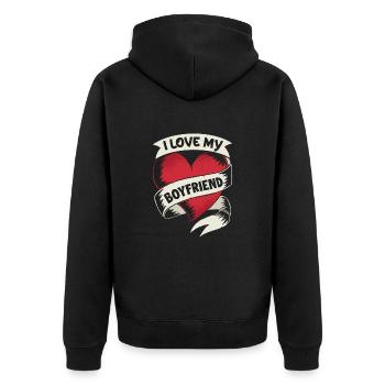 14 février Saint-Valentin cadeau copain amour - Veste à capuche bio Premium Unisexe - noir - Dos - Nico (187cm)