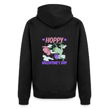 14. Februar Valentinstag-Geschenk Lustiger Frosch - Unisex Premium Bio Zip Hoodie - Schwarz - Hinten - Nico (187cm)