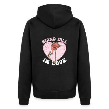 14 février cadeau de la Saint-Valentin mignon flamant rose - Veste à capuche bio Premium Unisexe - noir - Dos - Nico (187cm)