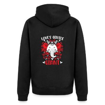 14. Februar Valentinstags-Geschenk Süsser Elefant - Unisex Premium Bio Zip Hoodie - Schwarz - Hinten - Nico (187cm)