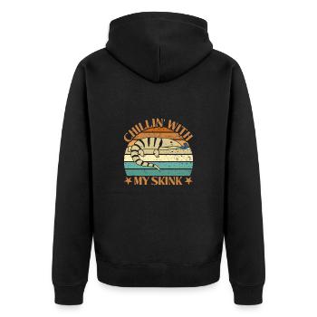 Blauzungen-Eidechse Skinke Glattechse blaue Zunge - Unisex Premium Bio Zip Hoodie - Schwarz - Hinten - Nico (187cm)