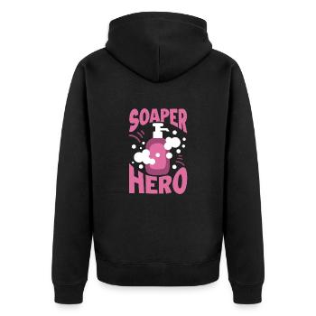 Hausgemachte Seife Haus-Frau Hobby Basteln - Unisex Premium Bio Zip Hoodie - Schwarz - Hinten - Nico (187cm)