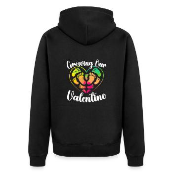 Announcement Pregnancy Valentine's Day Baby - Unisex Premium Organic Zip Hoodie - black - Back - Nico (187cm)