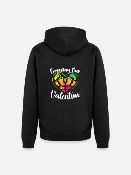 Faire-part Grossesse Saint Valentin Bébé - Veste à capuche bio Premium Unisexe - noir