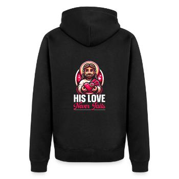 February 14 Valentine's Day Jesus Christ Church - Unisex Premium Organic Zip Hoodie - black - Back - Nico (187cm)