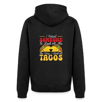 14 février Saint-Valentin Mangeur de tacos mexicains - Veste à capuche bio Premium Unisexe - noir - Dos - Nico (187cm)