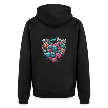 14. Februar Valentinstag Häkeln Stricken Nähen - Unisex Premium Bio Zip Hoodie - Schwarz - Hinten - Nico (187cm)