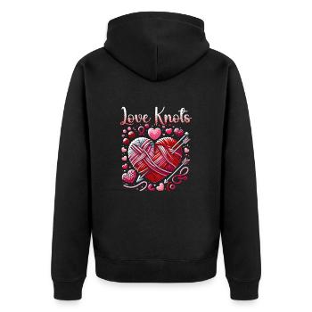 14. Februar Valentinstag Häkeln Stricken Nähen - Unisex Premium Bio Zip Hoodie - Schwarz - Hinten - Nico (187cm)