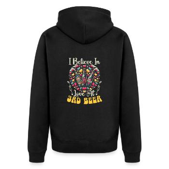14. Februar Valentinstag Bier-Trinker Alkohol - Unisex Premium Bio Zip Hoodie - Schwarz - Hinten - Nico (187cm)