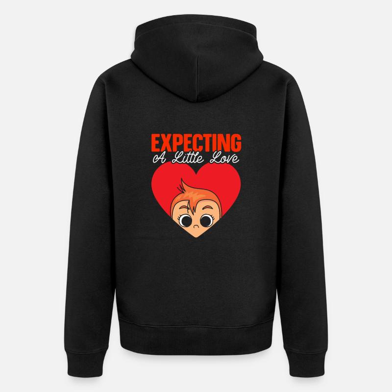 Faire-part Grossesse Saint Valentin Bébé - Veste à capuche bio Premium Unisexe - noir
