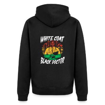 Schwarze Geschichte Afroamerikaner Arzt Doktor - Unisex Premium Bio Zip Hoodie - Schwarz - Hinten - Nico (187cm)