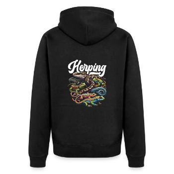 Herpetologie Reptilienliebhaber Schlangen Echsen - Unisex Premium Bio Zip Hoodie - Schwarz - Hinten - Nico (187cm)