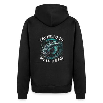 Grusel Tiefsee Viperfisch Angler Meeresbiologe - Unisex Premium Bio Zip Hoodie - Schwarz - Hinten - Nico (187cm)