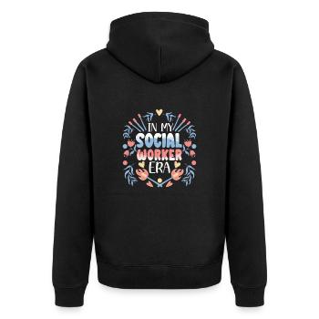 Sozialdienst Sozialarbeiter Streetworker - Unisex Premium Bio Zip Hoodie - Schwarz - Hinten - Nico (187cm)
