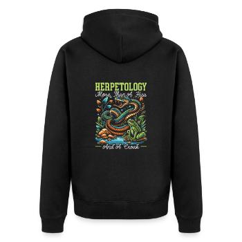 Herpetologie Reptilienliebhaber Schlangen Echsen - Unisex Premium Bio Zip Hoodie - Schwarz - Hinten - Nico (187cm)