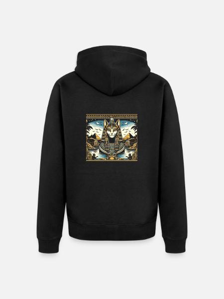 Bastet Cat Goddess Egypti Egyptin mytologia - Premium unisex luomu-huppari vetoketjulla - musta