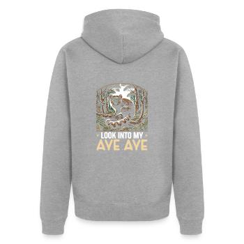 Aye Aye Lemur Cute Monkey Madagascar - Unisex Premium Organic Zip Hoodie - heather grey - Back - Nico (187cm)