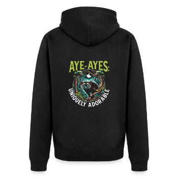 Aye Aye Lemur Süsser Affe Madagaskar - Unisex Premium Bio Zip Hoodie - Schwarz - Hinten - Nico (187cm)
