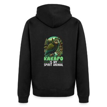 Kakapo Lover Neuseeland Eulenpapagei Vogel - Unisex Premium Bio Zip Hoodie - Schwarz - Hinten - Nico (187cm)