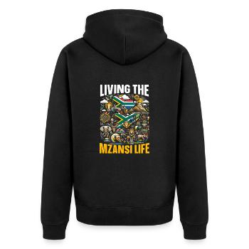 Südafrika Pride Südafrikanische Flagge Mzansi Life - Unisex Premium Bio Zip Hoodie - Schwarz - Hinten - Nico (187cm)