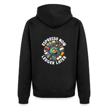 Buchhalter Controller Rechnungswesen Kaffee - Unisex Premium Bio Zip Hoodie - Schwarz - Hinten - Nico (187cm)