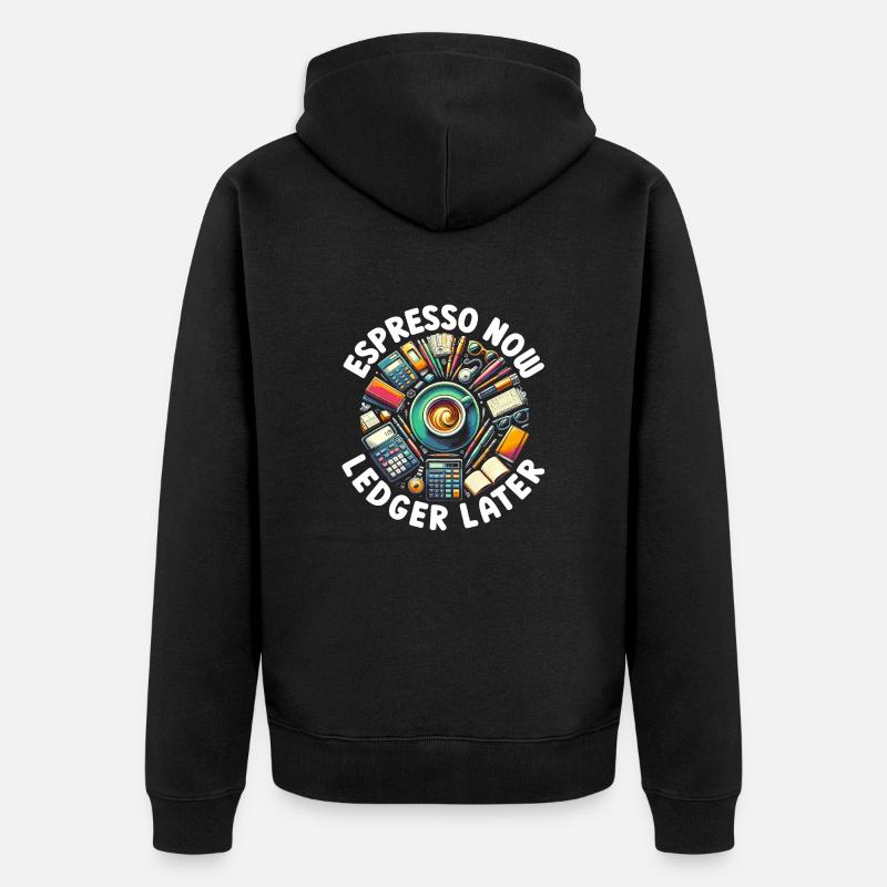 Comptable Contrôleur Comptabilité Café - Veste à capuche bio Premium Unisexe - noir