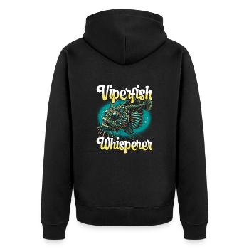 Grusel Tiefsee Viperfisch Angler Meeresbiologe - Unisex Premium Bio Zip Hoodie - Schwarz - Hinten - Nico (187cm)
