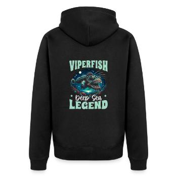 Grusel Tiefsee Viperfisch Angler Meeresbiologe - Unisex Premium Bio Zip Hoodie - Schwarz - Hinten - Nico (187cm)