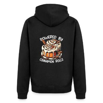 Zimtschnecken Süssigkeiten Bäcker Geschenk-Idee - Unisex Premium Bio Zip Hoodie - Schwarz - Hinten - Nico (187cm)