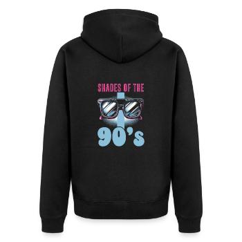 90er-jahre-musikliebhaber, 90er-jahre, - Unisex Premium Bio Zip Hoodie - Schwarz - Hinten - Nico (187cm)