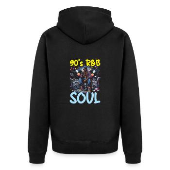 90er-jahre-musikliebhaber, 90er-jahre, - Unisex Premium Bio Zip Hoodie - Schwarz - Hinten - Nico (187cm)