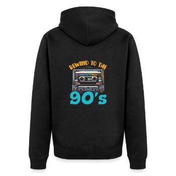 90er-jahre-musikliebhaber 90er-jahre - Unisex Premium Bio Zip Hoodie - Schwarz - Hinten - Nico (187cm)