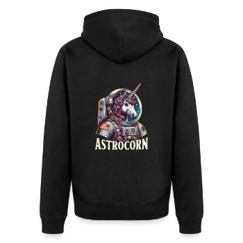 Astrocorn Astronaut Unicorn Mythical Creature - Unisex Premium Organic Zip Hoodie - black - Back - Nico (187cm)