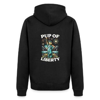 4. Juli Hund Patriotische 4. Juli USA - Unisex Premium Bio Zip Hoodie - Schwarz - Hinten - Nico (187cm)