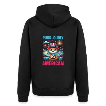 4 juillet Cat Patriotic, 4 juillet, drapeau des États-Unis. - Veste à capuche bio Premium Unisexe - noir - Dos - Nico (187cm)
