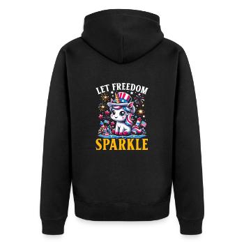 4. Juli Einhorn Patriotisch 4. Juli Usa Stolz - Unisex Premium Bio Zip Hoodie - Schwarz - Hinten - Nico (187cm)