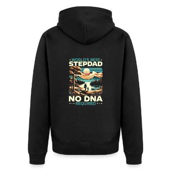 Vatertag, Stiefvater, Vaterschaft, Bester Vater - Unisex Premium Bio Zip Hoodie - Schwarz - Hinten - Nico (187cm)