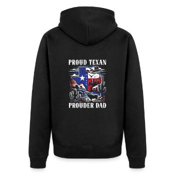 Vatertag Texan Daddy Texas Vaterschaft - Unisex Premium Bio Zip Hoodie - Schwarz - Hinten - Nico (187cm)