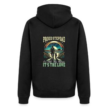 Vatertag, Stiefvater, Vaterschaft, Bester Vater - Unisex Premium Bio Zip Hoodie - Schwarz - Hinten - Nico (187cm)