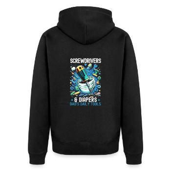 Vatertag, Mechaniker, Vaterschaft, Bester Papa - Unisex Premium Bio Zip Hoodie - Schwarz - Hinten - Nico (187cm)