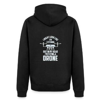 Drone Pilot - Unisex Premium Organic Zip Hoodie - black - Back - Nico (187cm)