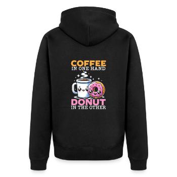Nationaler Donut-tag, Donut-liebhaber, - Unisex Premium Bio Zip Hoodie - Schwarz - Hinten - Nico (187cm)