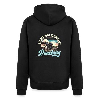 Gefährdete Arten, Tierliebhaber, Elefant - Unisex Premium Bio Zip Hoodie - Schwarz - Hinten - Nico (187cm)