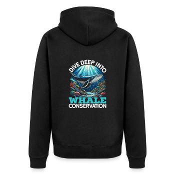 Endangered Species, Animal Lover, Whale - Unisex Premium Organic Zip Hoodie - black - Back - Nico (187cm)