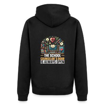 Schulberater Job Arbeit Berufsberatung - Unisex Premium Bio Zip Hoodie - Schwarz - Hinten - Nico (187cm)