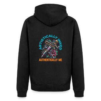 Tattoo Artist Tattooed, I Love Tattoos With - Unisex Premium Organic Zip Hoodie - black - Back - Nico (187cm)
