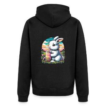 Lustiges Boba-tee-liebhaber-bubble-tea-getränk - Unisex Premium Bio Zip Hoodie - Schwarz - Hinten - Nico (187cm)